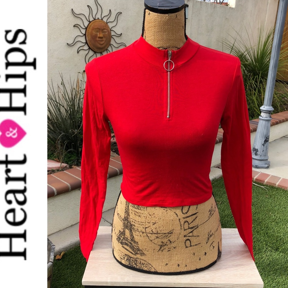 NEW Heart & Hips 1/4 Zip Mock Pullover Top